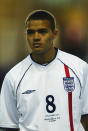 READING - OCTOBER 15: A portrait of Jermaine Jenas of England before the UEFA European Under 21 Championship Qualifying match between England and Macedonia on October 15, 2002 at Madejski Stadium, Reading, England. (Photo by Phil Cole/Getty Images) England won the match 3-1.