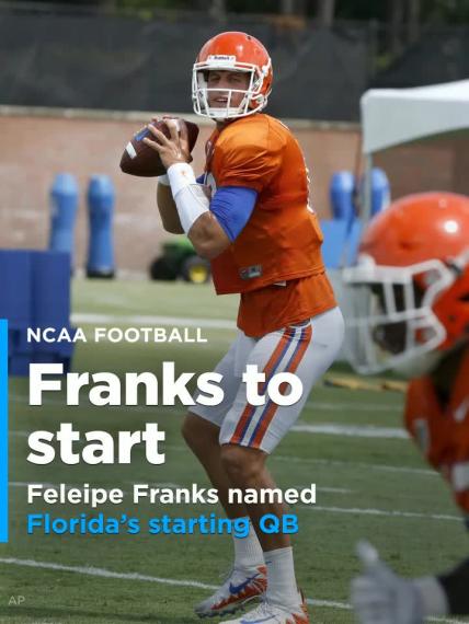 Feleipe Franks named Florida's starting QB over Notre Dame transfer Malik Zaire