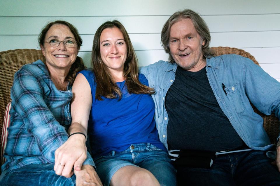 "A Stage of Twilight" starring Karen Allen (left) and William Sadler (right) was written and directed by Sarah T. Schwab (middle).