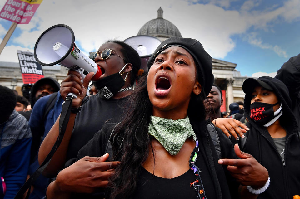 Sasha Johnson at a Black Lives Matter protest rally in Trafalgar Square, London, last year. The mother-of-three was shot in the head during the early hours of Sunday. (Victoria Jones/PA)