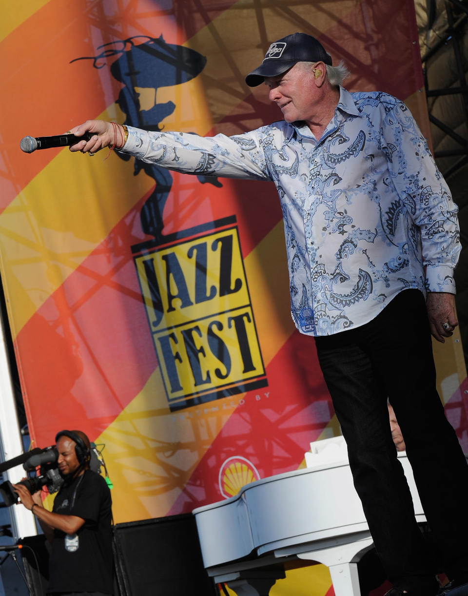 NEW ORLEANS, LA - APRIL 27: Mike Love of The Beach Boys performs during the 2012 New Orleans Jazz & Heritage Festival Presented by Shell at the Fair Grounds Race Course on April 27, 2012 in New Orleans, Louisiana. (Photo by Rick Diamond/Getty Images)