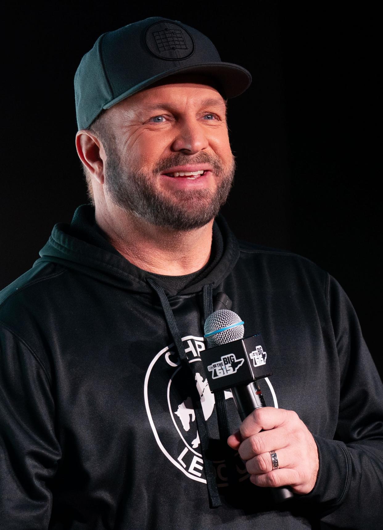 Garth Brooks fields questions from the media concerning the kick-off of The Big 615 station on TuneIn Radio at the 12:30 Club Thursday morning, June 15, 2023.