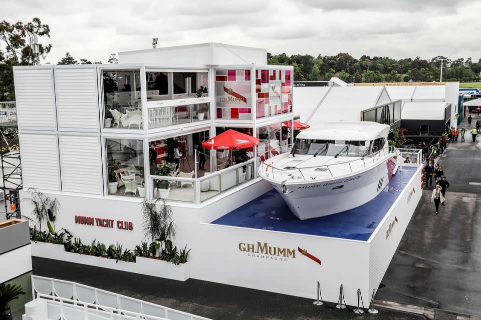 The Mumm marquee has a $2.2 million yacht parked outside. Photo: Getty