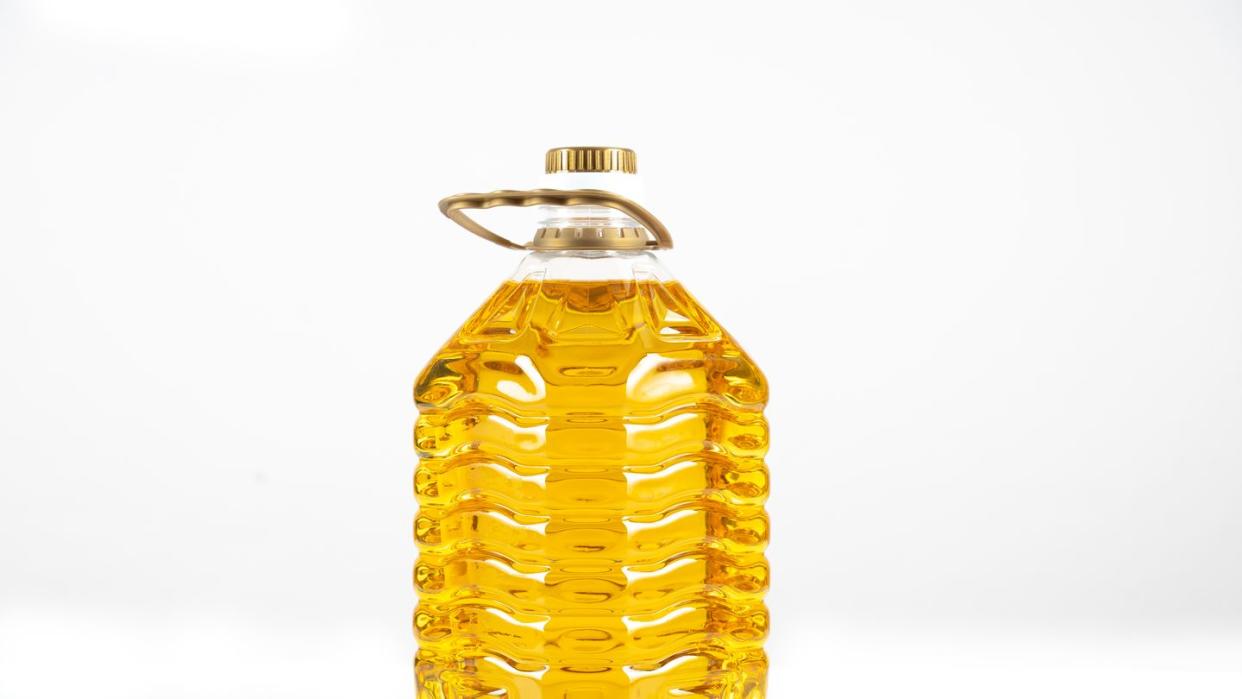 cooking oil in a bottle with copy space shot