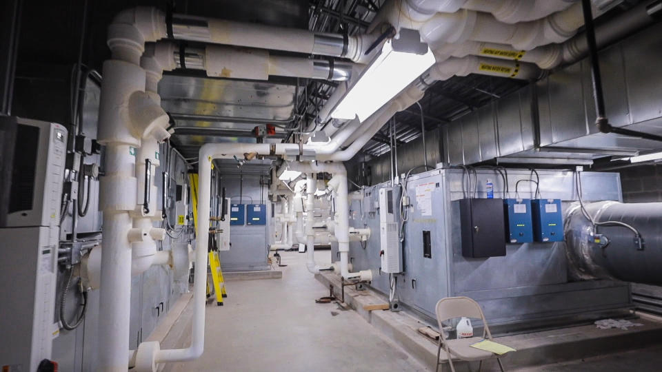 The sensor room for the HVAC system at Gallia Academy High School in Gallipolis, Ohio. (NBC News)