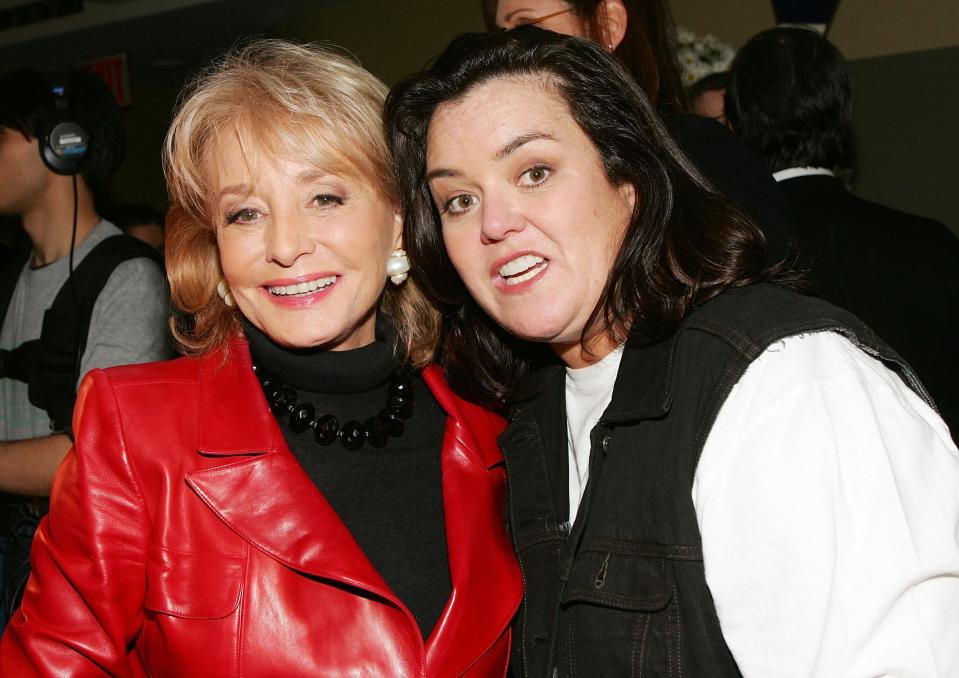 NEW YORK - MARCH 28:  (HOLLYWOOD REPORTER & U.S. TABLOIDS OUT)  TV anchor Barbara Walters (L) and TV personality/actor Rosie O'Donnell (R) attend the New York premiere of "All Aboard! Rosie's Family Cruise" at the HBO Theater, March 28, 2006 in New York City.  (Photo by Evan Agostini/Getty Images)