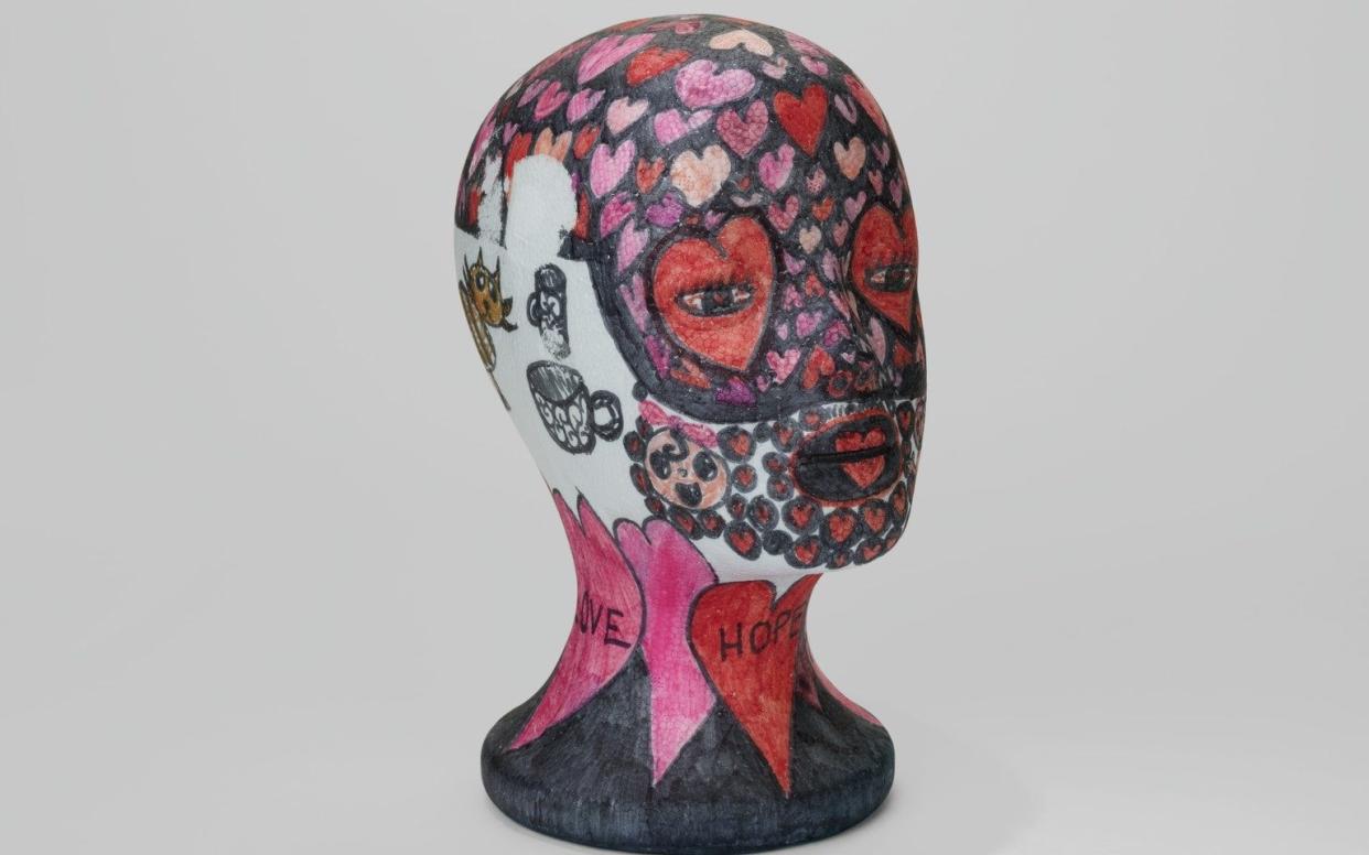  Sarah Herd's decorated wig stand from the Cancer Collection Project - © The Board of Trustees of the Science Museum, London