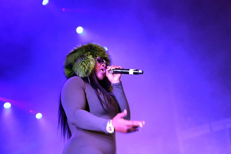 Remy Ma performing in New York City. She recently revealed that she'd had an ectopic pregnancy. 