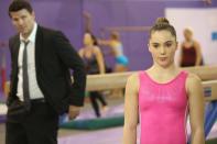 <p>But first, acting. Maroney appeared in the “Spark in the Park” episode of BONES in 2013 as - no surprise - a gymnast. (FOX/Getty) </p>