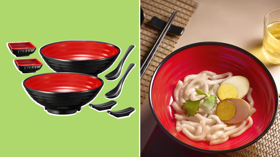 These red and black bowls look almost identical to the ones used in your favorite ramen shop.