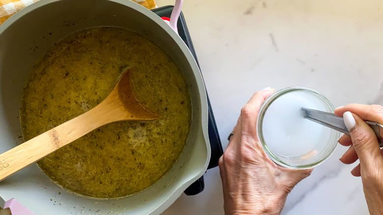 mixing up starch and water