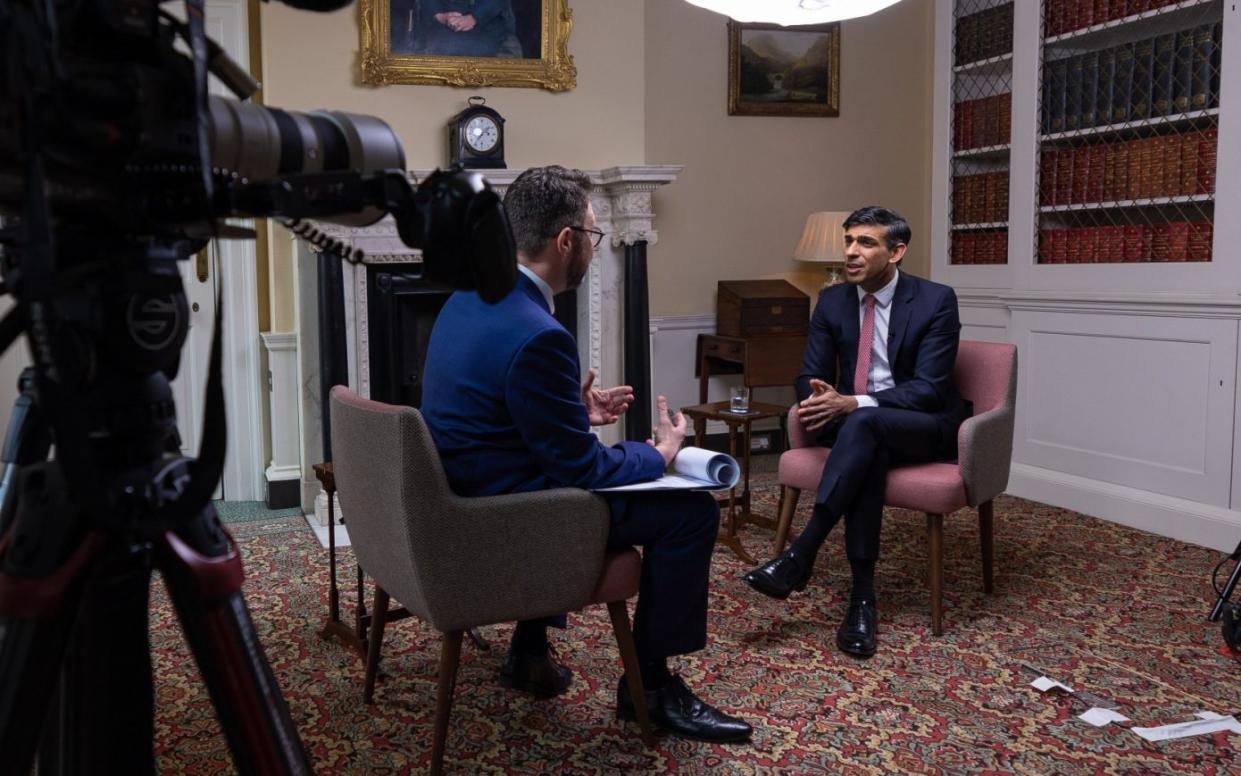 The Prime Minister giving a television interview with BBC Breakfast this morning ahead of the publication of Baroness Casey's report - Simon Walker/Number 10 Downing Street