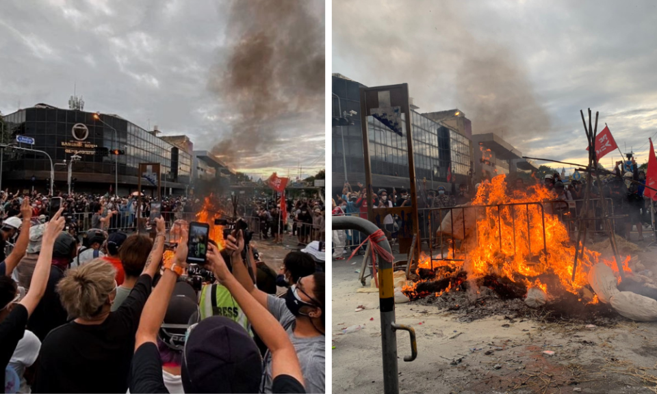 <p>泰國18日爆發示威。（圖／翻攝自推特）</p>
