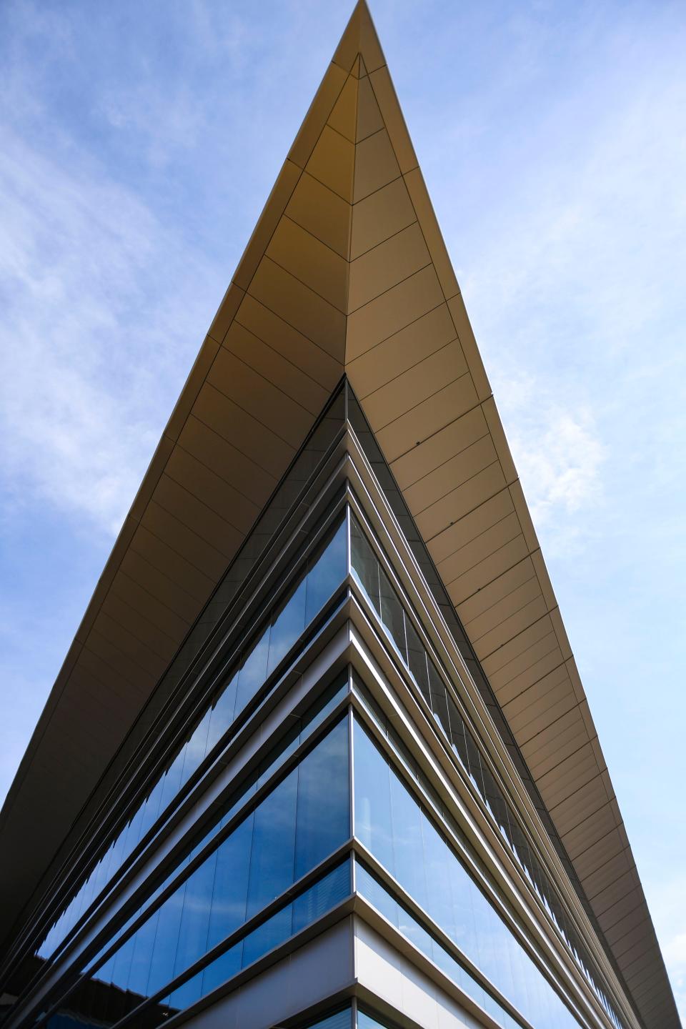 The architecture of the new Greenville County government building is meant to reflect the growth of the county, the windows represent transparency in government and is meant to set the tone for future growth, seen on the corner of Church Street and University Ridge on Thursday, March 9, 2023.