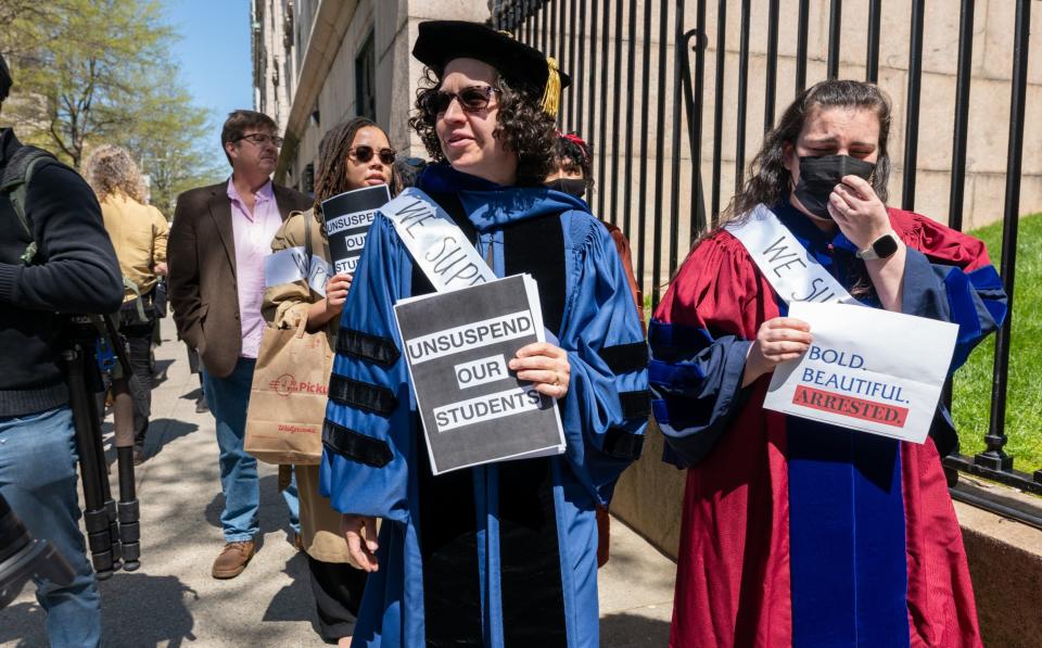 Barnard professors walk out of class in support of students suspended for protesting for Palestine at Columbia University