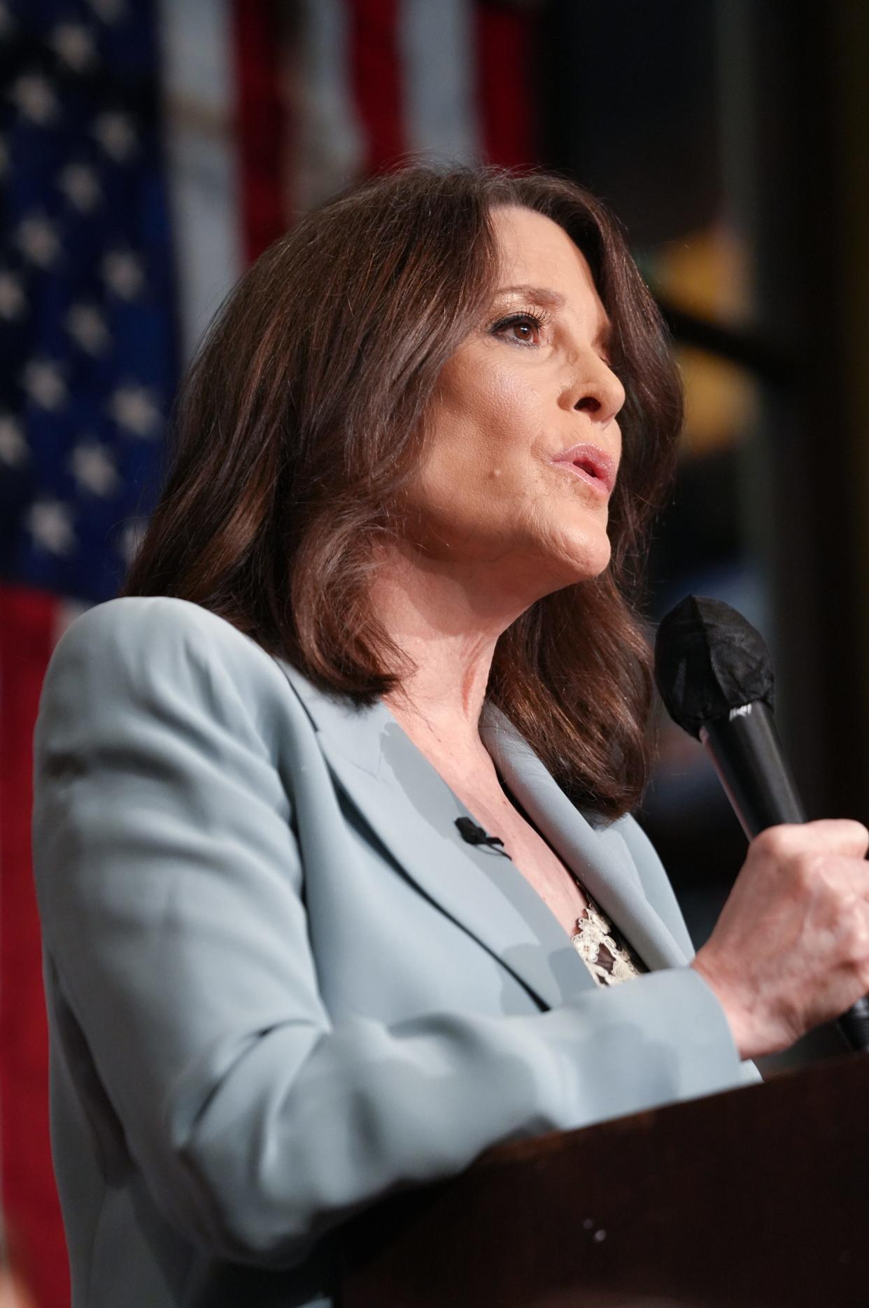 Marianne Williamson holds a fundraiser and meet and greet with supporters at Busboys and Poets on May 11, 2023. Williamson ran for the 2020 Democratic nomination and plans to run again for President in 2024.