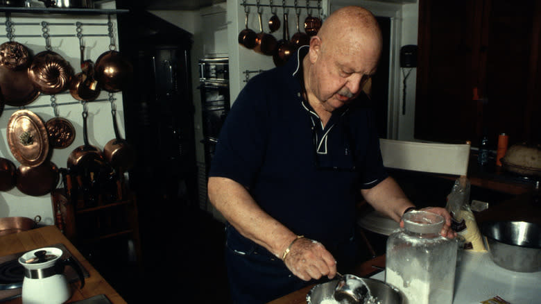 James Beard cooking at home