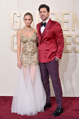 <p>Axelle/Bauer-Griffin/FilmMagic</p> Emily Blunt and John Krasinski attend the 81st Annual Golden Globe Awards on Jan. 07, 2024.