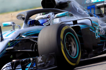 Formula One - F1 - Chinese Grand Prix - Shanghai, China - April 15, 2018 - Mercedes' Valtteri Bottas in action during the race. REUTERS/Aly Song