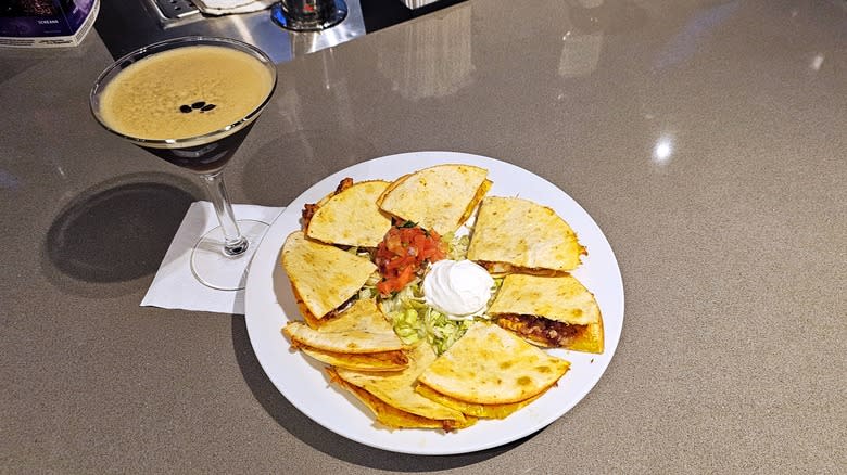 Espresso martini and quesadilla