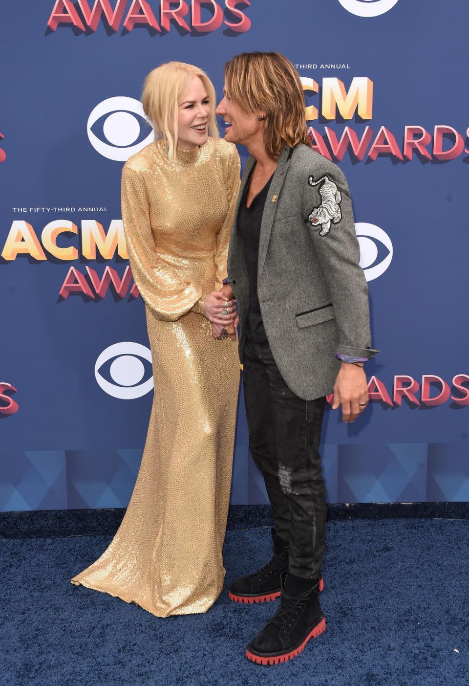 Nicole and Keith, both 50, couldn't keep their hands off each other for the photographers. Source: Getty