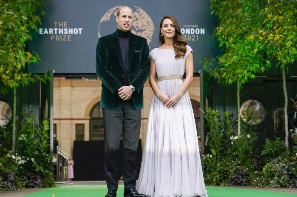 The Prince and Princess of Wales at the first Earthshot Prize awards ceremony at Alexandra Palace in London in 2021 (PA)