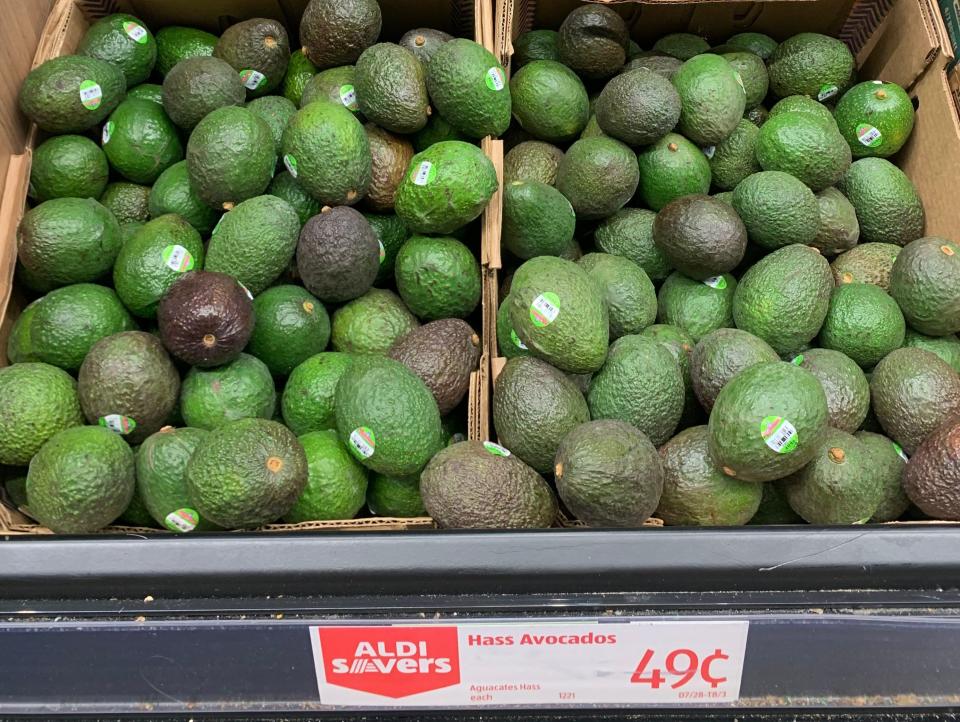 boxes of avocados at aldi