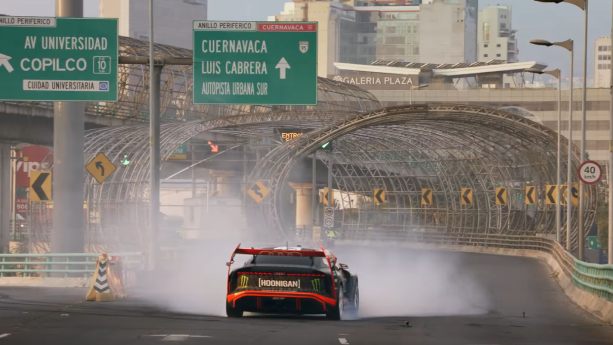 a car driving on a road