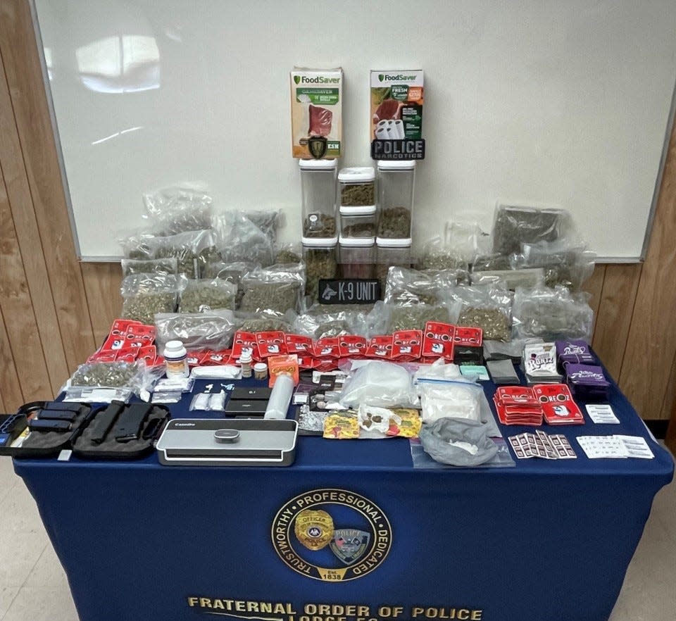 Items seized during the drug bust.