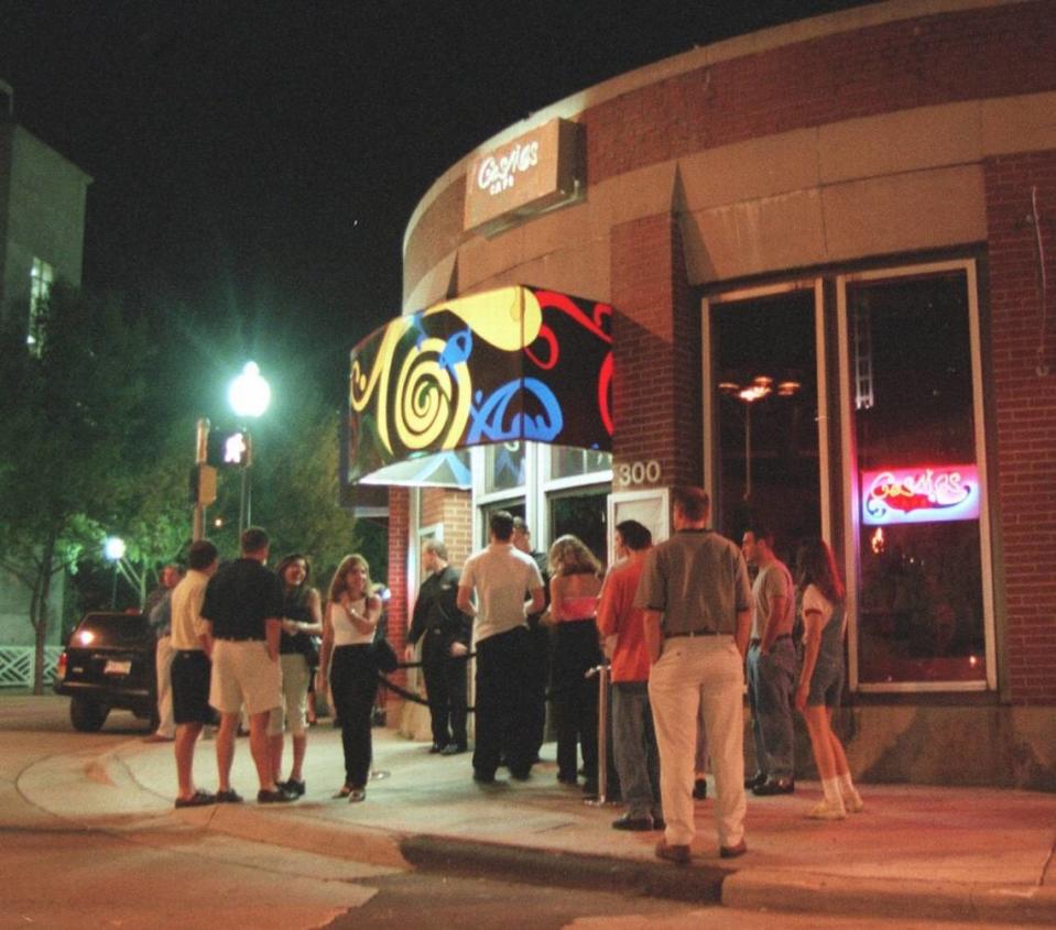 A line forms outside Cosmos Cafe on August 24, 1999 in uptown Charlotte.