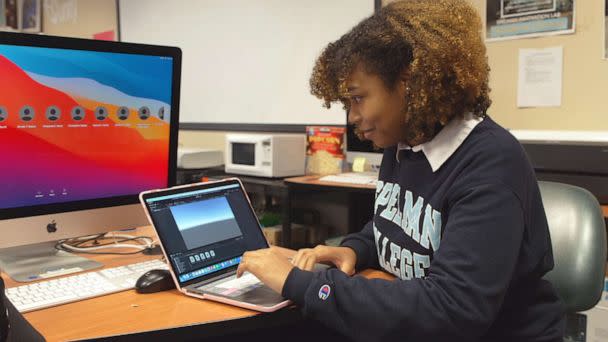 PHOTO: Spellman computer science major Madeline Brown shows off her video game. (ABC News)