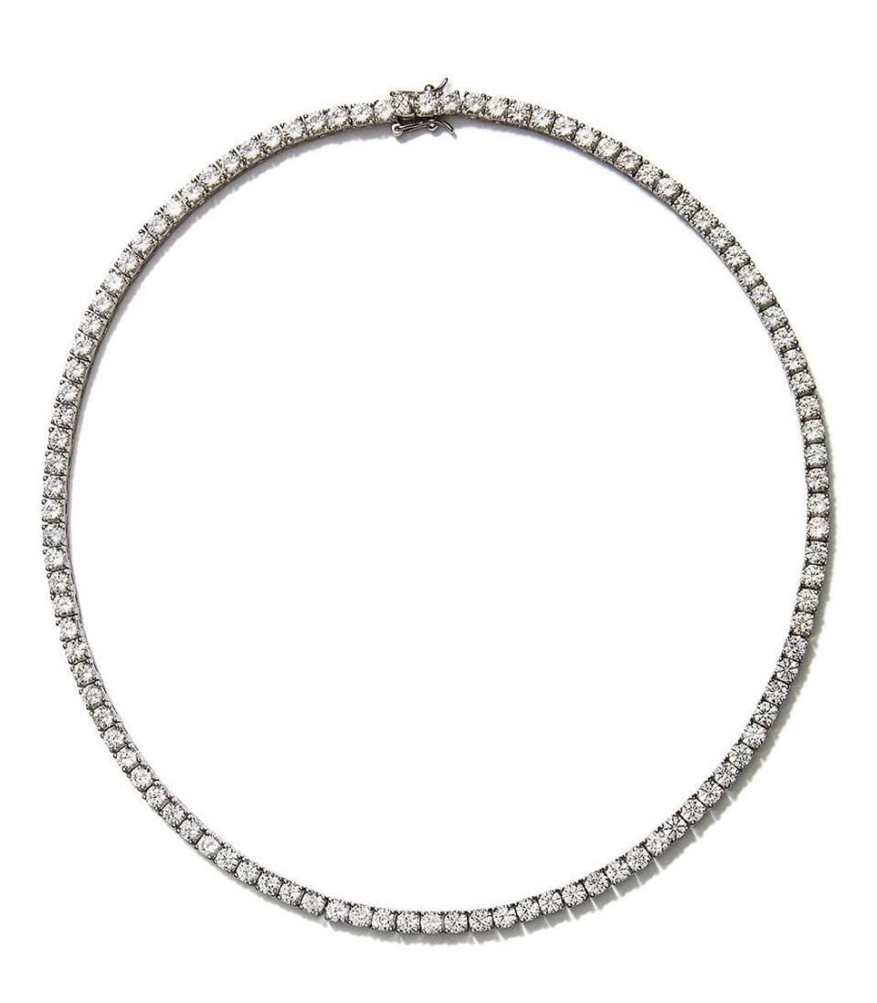 2) Kate Round Cut, Lab-Grown White Sapphire Silver Riviere Necklace