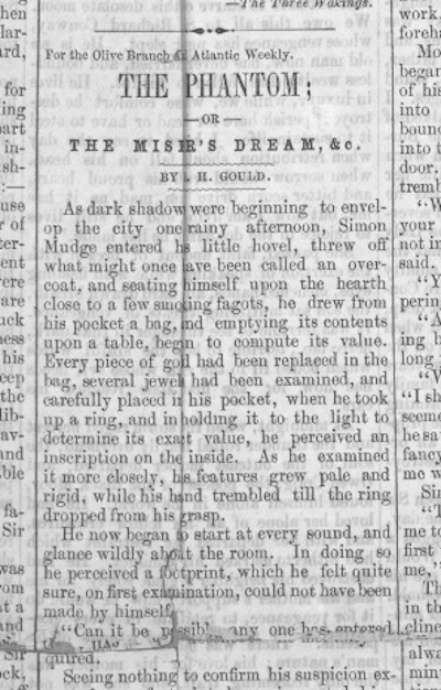 ‘The Phantom’ appeared in an 1860 issue of the Olive Branch. Max Chapnick