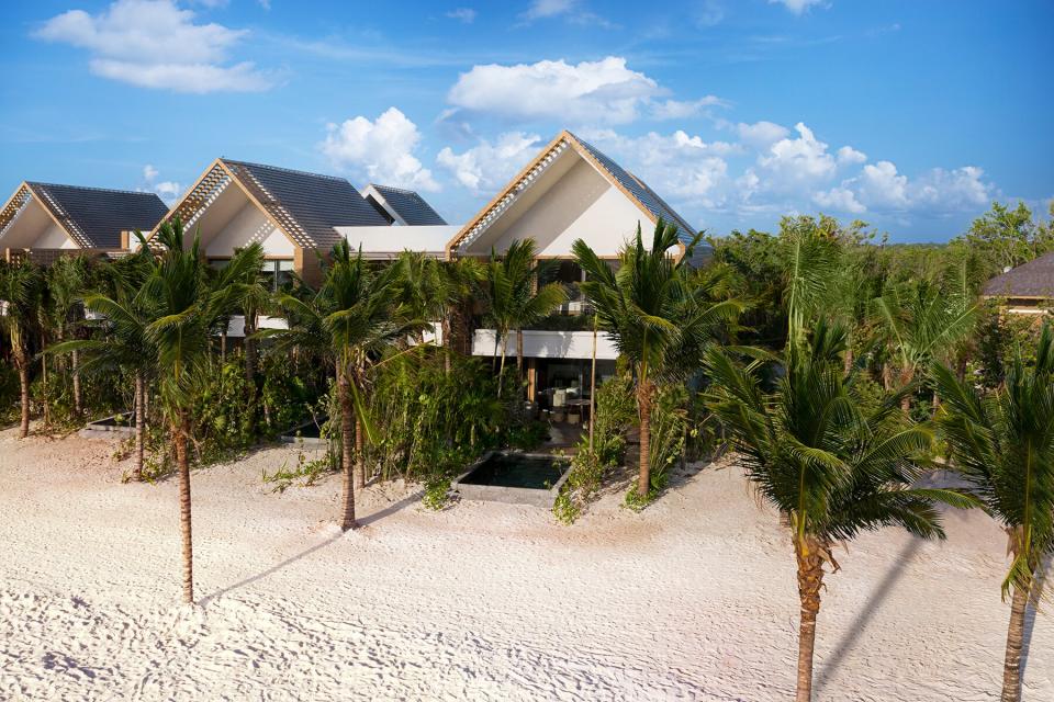 Beachfront Pool Suite, View from the beach at Banyan Tree Mayakoba