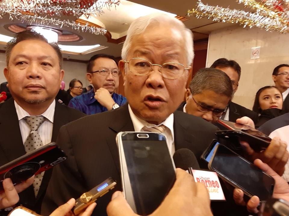 State Education, Science and Technological Research Minister Datuk Seri Michael Manyin speaking to reporters in Kuching July 2, 2019. — Picture by Sulok Tawie