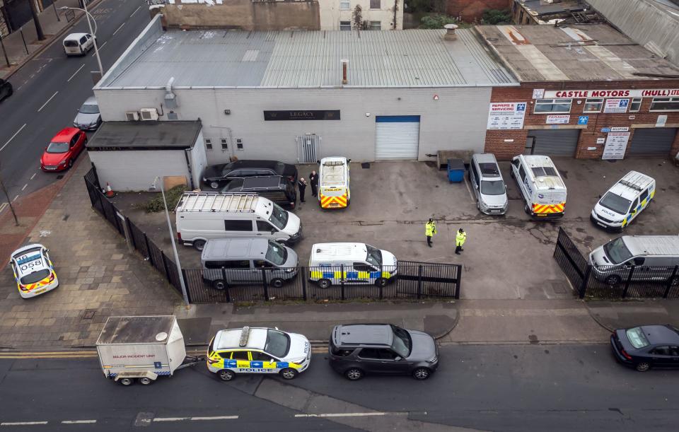 Police outside the Hessle Road branch of Legacy Independent Funeral Directors in Hull after after reports of 