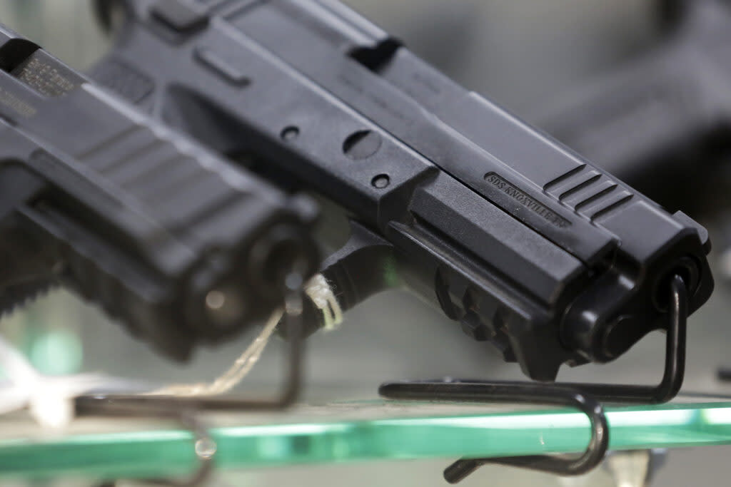 A pistol is for sale at Tick Licker Firearms in Salem.