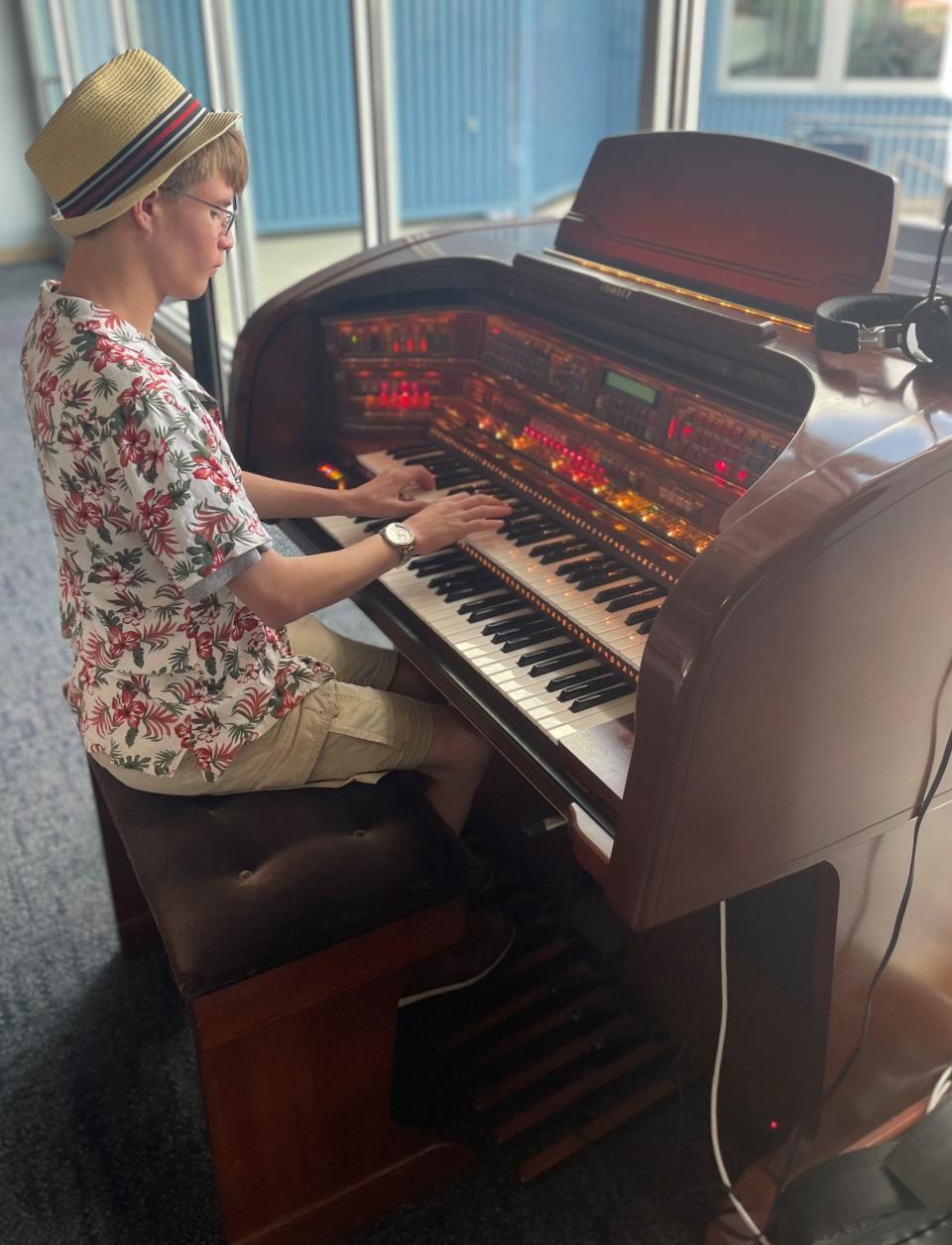 Will Cudmore, a 15-year-old from Northbridge, plays the organ Wednesday at Polar Park, as part of an audition to play the instrument at a WooSox game later this season.