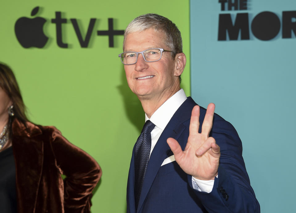 Apple CEO Tim Cook attends the world premiere of Apple TV+'s 