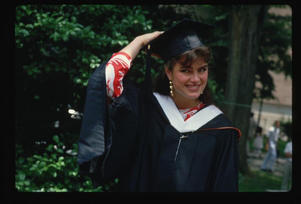 brooke shields in mortarboard and gown