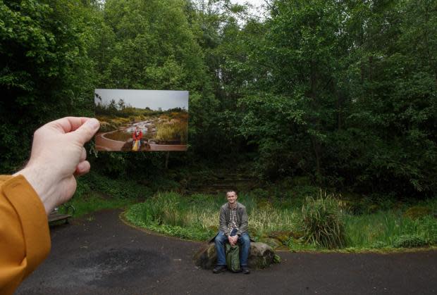 Glasgow Times: Gordon Barr (foreground, a shot of him in the same spot in 1988)