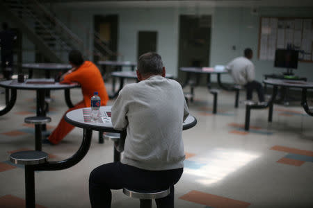 A communal area is seen at the Adelanto immigration detention center, which is run by the Geo Group Inc (GEO.N), in Adelanto, California, U.S., April 13, 2017. REUTERS/Lucy Nicholson