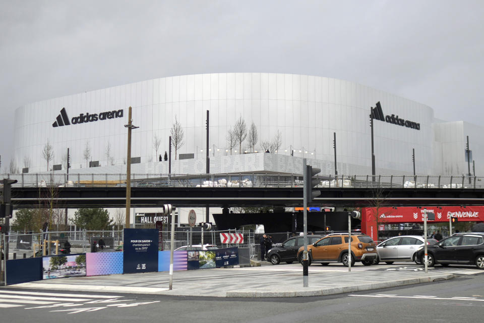 A view of the Adidas Arena, in Paris, Sunday, Feb. 11, 2024. It is the sole purpose-built site in the French capital and will host Badminton and Rhythmic Gymnastics for the Paris 2024 Olympic Games. (AP Photo/Thibault Camus, File)