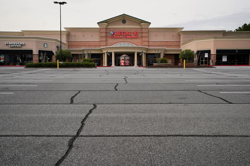 FILE PHOTO: A closed Regal movie theater is seen days before the phased reopening of businesses from coronavirus disease rules in Atlanta