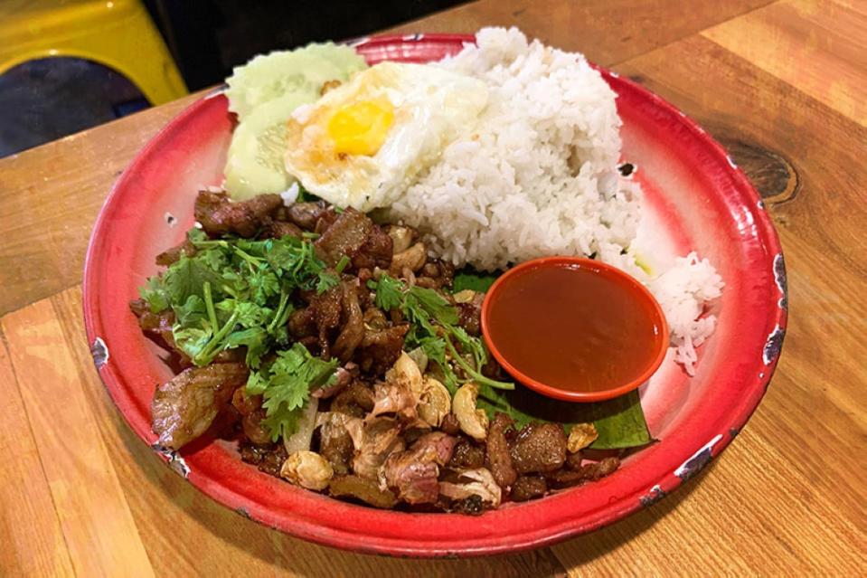 'Moo kratiem' or fried garlic pork rice.