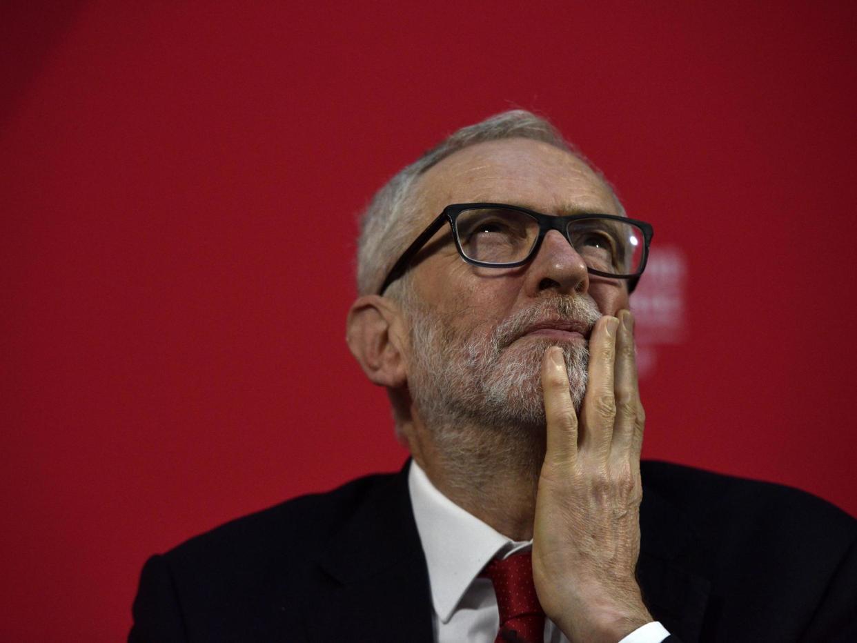 Labour leader Jeremy Corbyn delivers a speech on 6 December 2019 in London: Getty