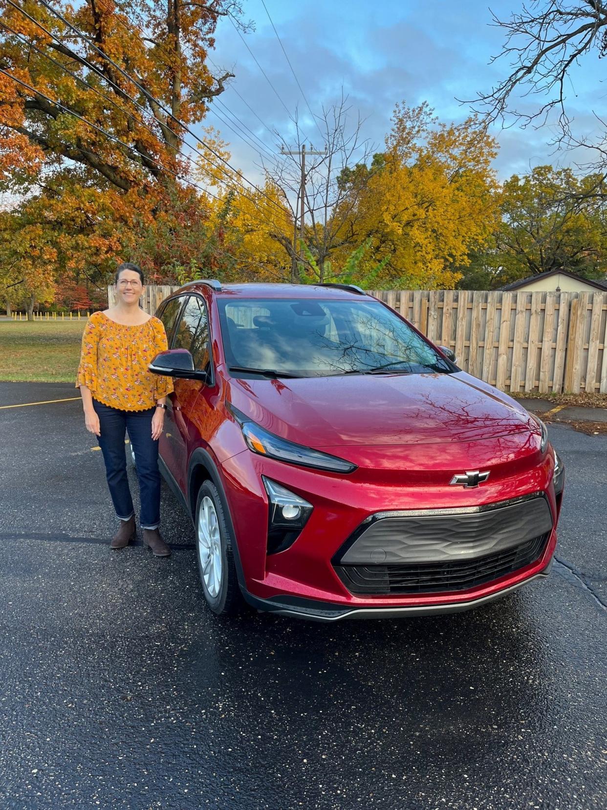 Jenny Correia, of Canton, loved her 2020 Chevy Bolt EV so much she and her husband just leased a new 2023 Bolt, despite GM’s inability to solve issues with the first car’s battery. “I’m very pleased with it so far,” Correia says.