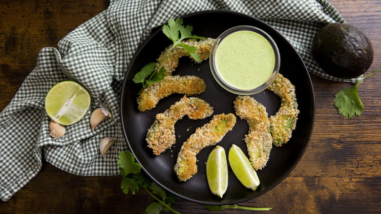 avocado fries served with dip
