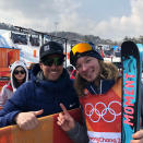 <p>jonnymoseley: So much respect for @mrdavidwise for having the head to power through two premature binding releases and lay down his best. Balancing in a family at the same time and defending a #gold. Truly remarkable. Congratulations. Thank you for an inspiring day. And thank you for signing my son’s helmet. #mysigisnogood #bestofus #winterolympics @nbcolympics<br> (Photo via Instagram/jonnymoseley) </p>