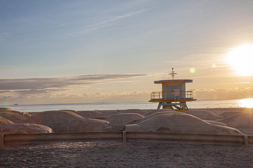 A traffic jam on the beach.